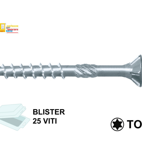 Vite Truciolare TPS Filetto Parziale Impronta Torx Tx25 Zincate in Blister da Pezzi 25 mm.5,0 x varie lunghezze | Tecfi